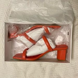 ORANGE RED SCHUTZ ULLY LO MULES NWT